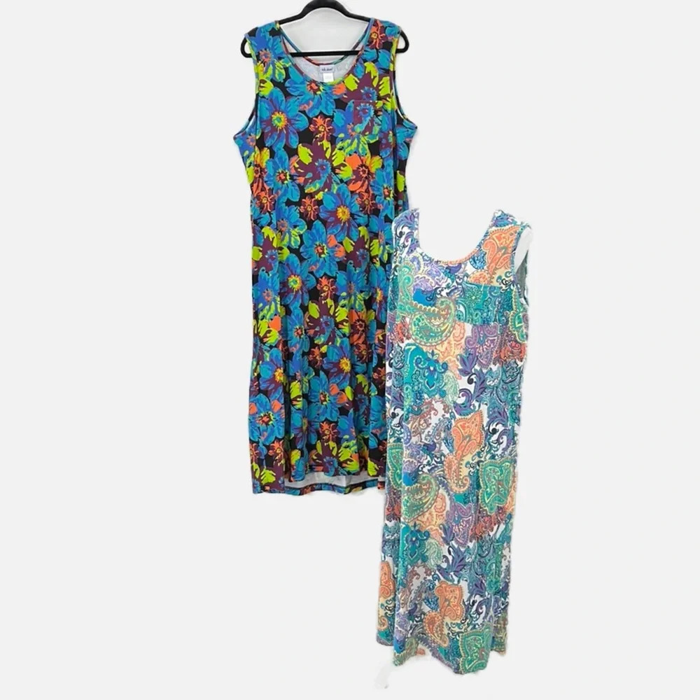 Vicki Wayne Sleeveless Midi Length Knit Casual Dresses - Set of 2 - Size XL